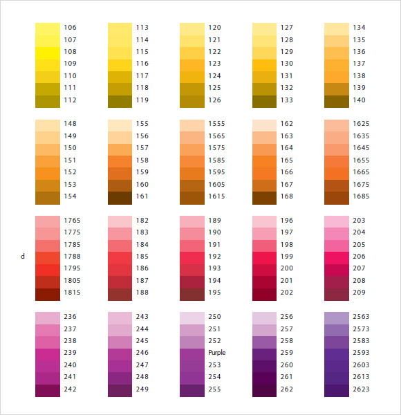 PMS Color Chart Print