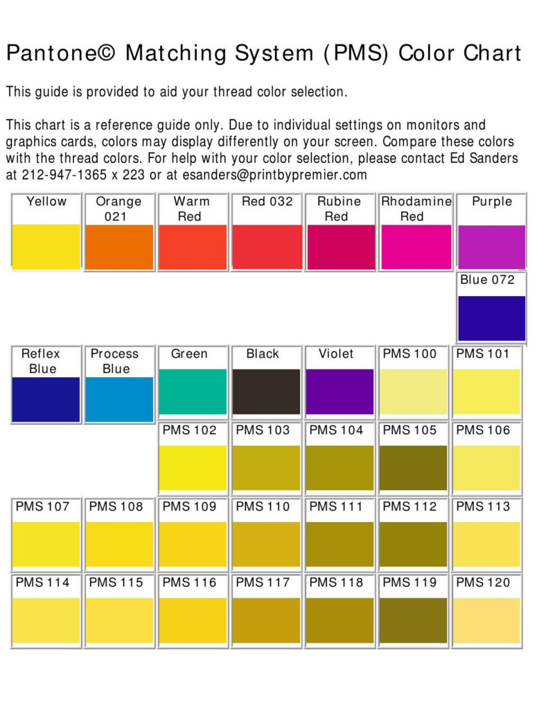 PMS Color Chart Print