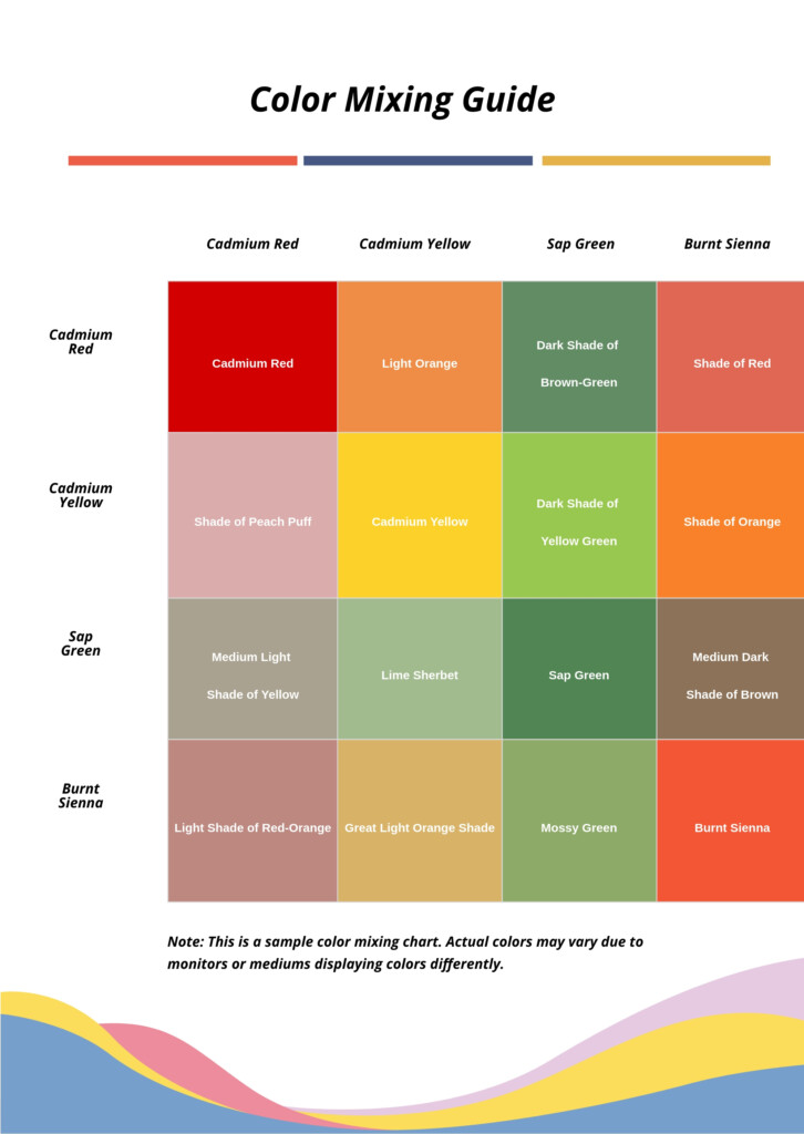 Primary Color Mixing Chart In Illustrator PDF Download Template