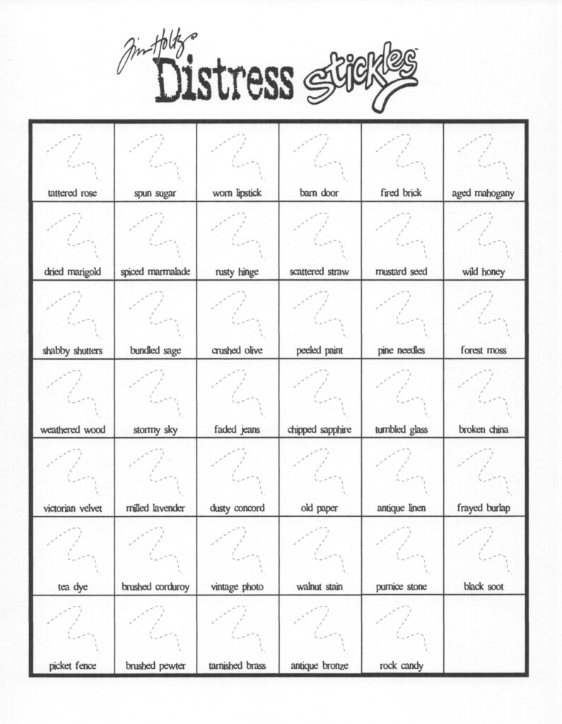 Printable Tim Holtz Distress Ink Color Chart Printable Word Searches
