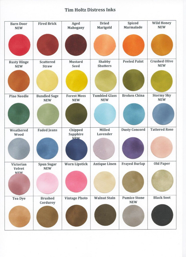 Printable Tim Holtz Distress Ink Color Chart Printable Word Searches