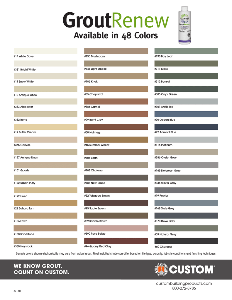 Prism Grout Color Chart