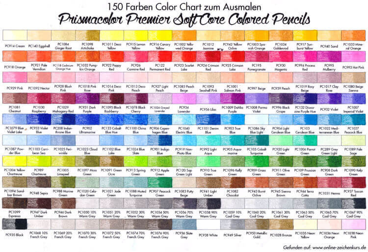 Prismacolor 150 Color Chart Color Chart Prismacolor Chart Images