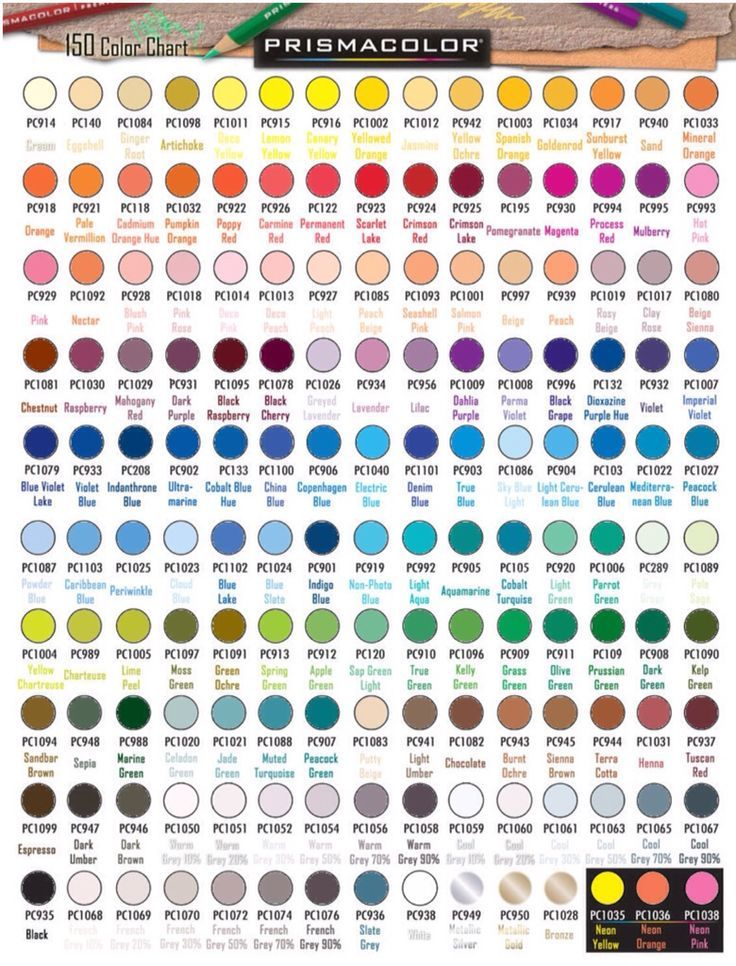 Prismacolor Pencil Color Chart 150 Amulette