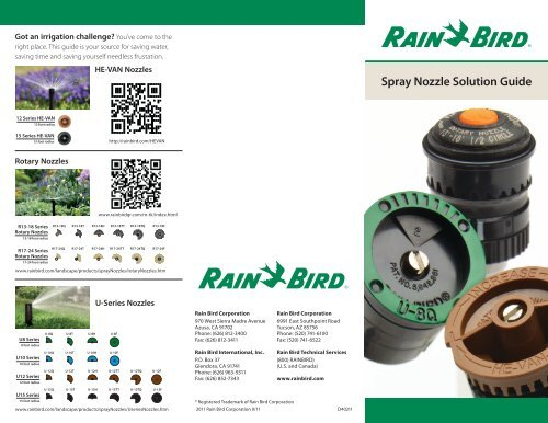 Rain Bird Spray Nozzle Flow Chart