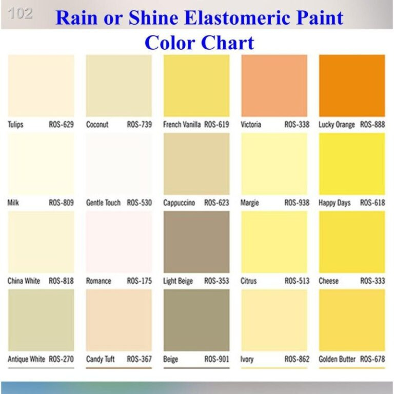 Rain Or Shine Elastomeric Paint Color Chart Paint Color Ideas