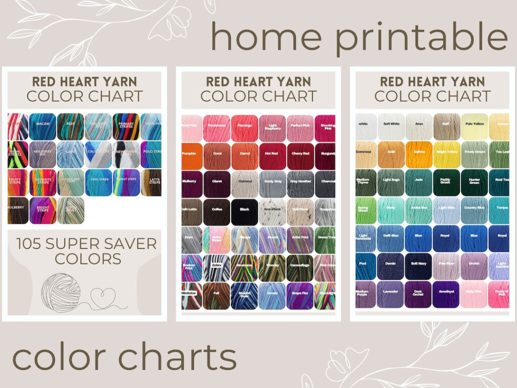 Red Heart Yarn Color Chart Super Saver Color Chart Red Etsy