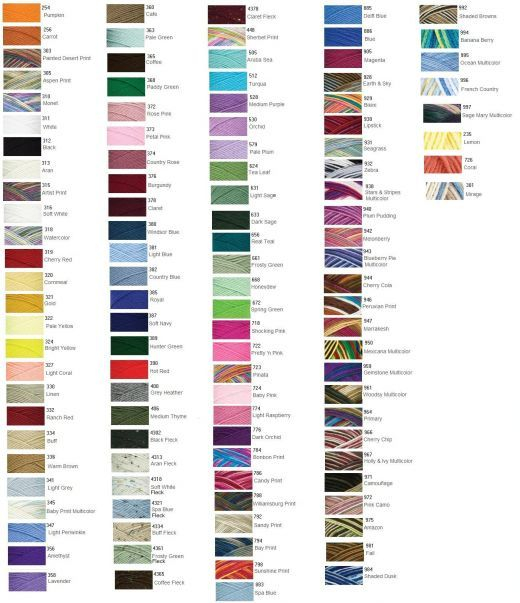 Red Heart Yarn Colors Chart Coloring Pages