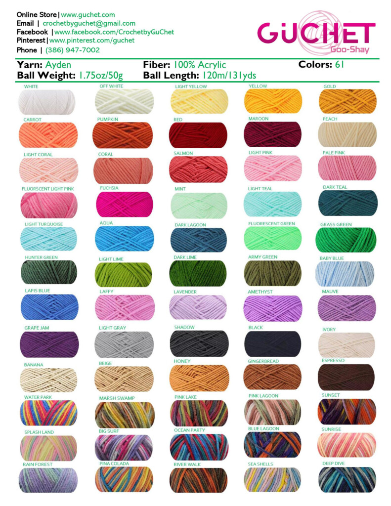 Red Heart Yarn Colors Chart Coloring Pages