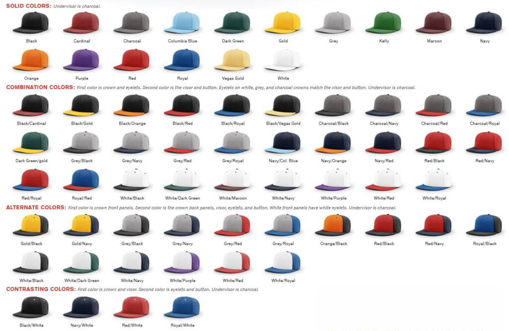 Richardson 112 Color Chart Richardson 112 Hat Color Chart