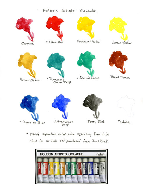 Sbwatercolors And Sketching Holbein Gouache Color Chart