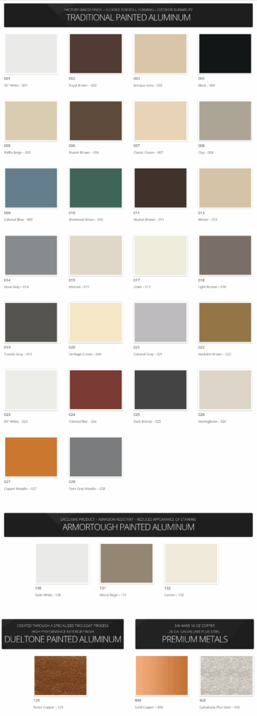 Seamless Gutter Color Chart
