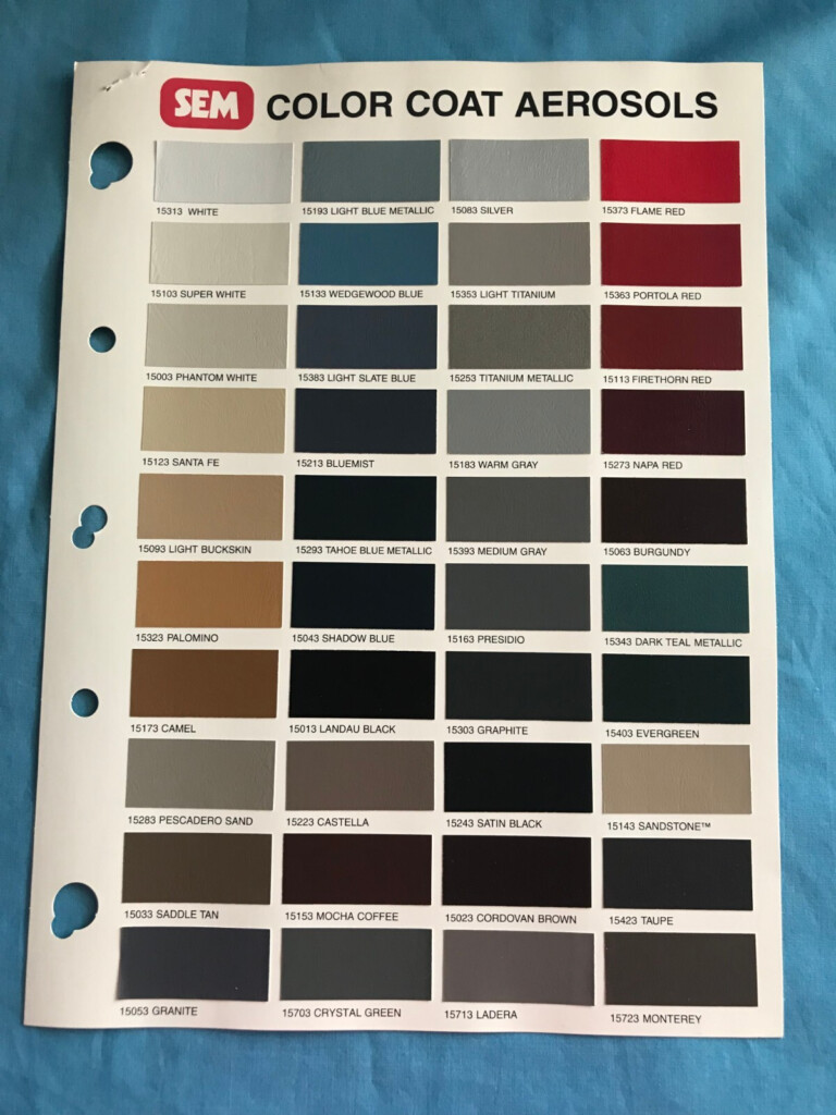 SEM Color Coat Color Chart R E Paint Supply 58 OFF