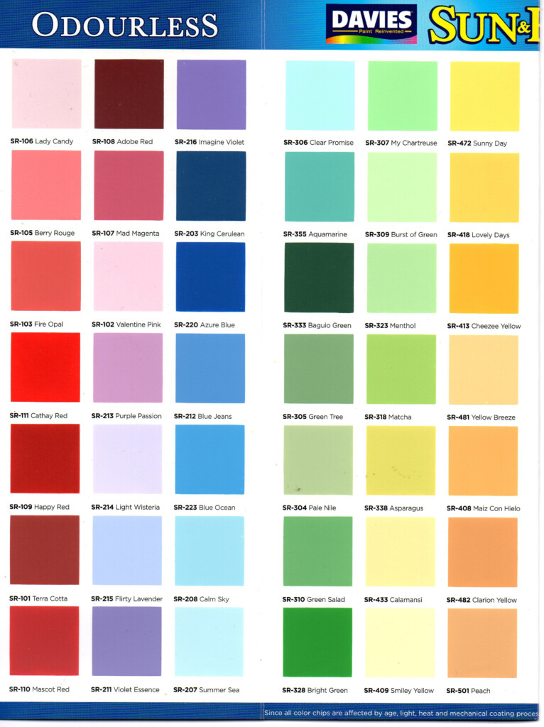 Semi Gloss Interior Davies Paint Color Chart Davies Paint Color 