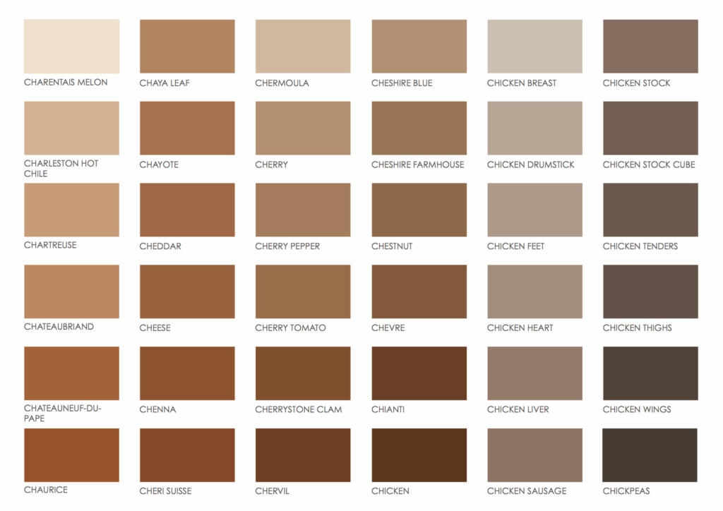 Shades Of Brown Paint Color Chart