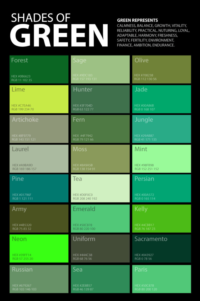 Shades Of Green Color Palette Poster Graf1x