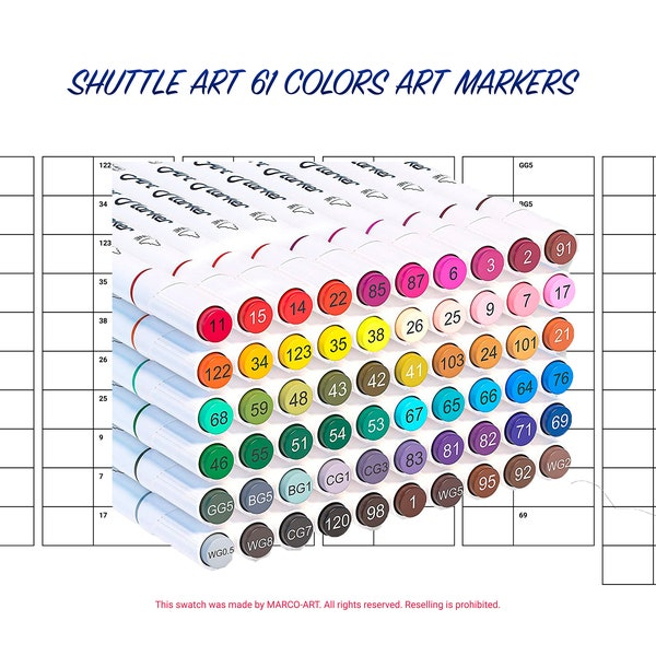 Shuttle Art Markers Color Swatch Chart Etsy