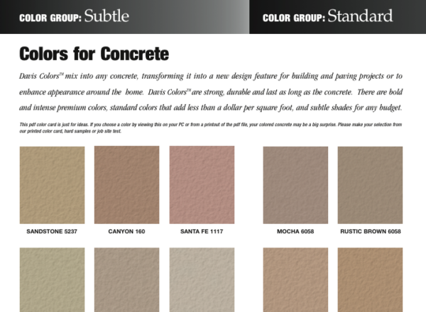 Single Concrete Color Card Davis Colors