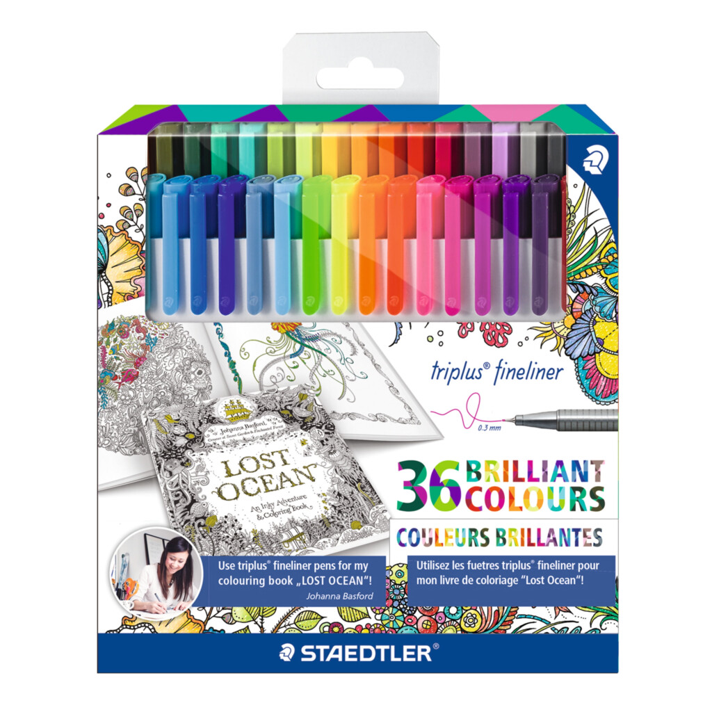 Staedtler Triplus Fineliner 36 Pack Color Chart Featuring An Ergonomic 