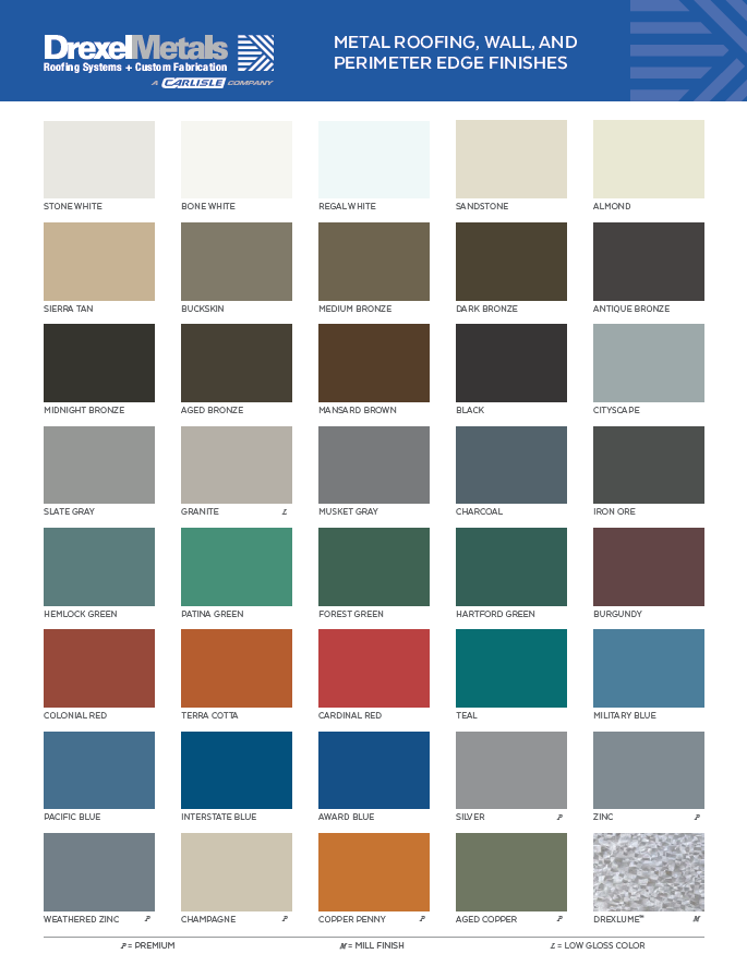 Standing Seam Color Chart ABOVE METALS