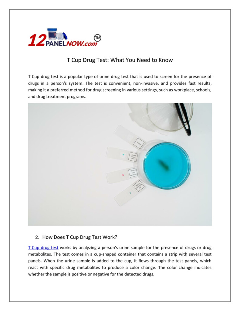 T cup Drug Test Color Chart Coloring Pages