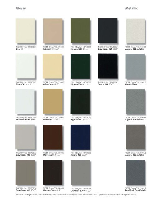 Tiger Drylac Color Chart