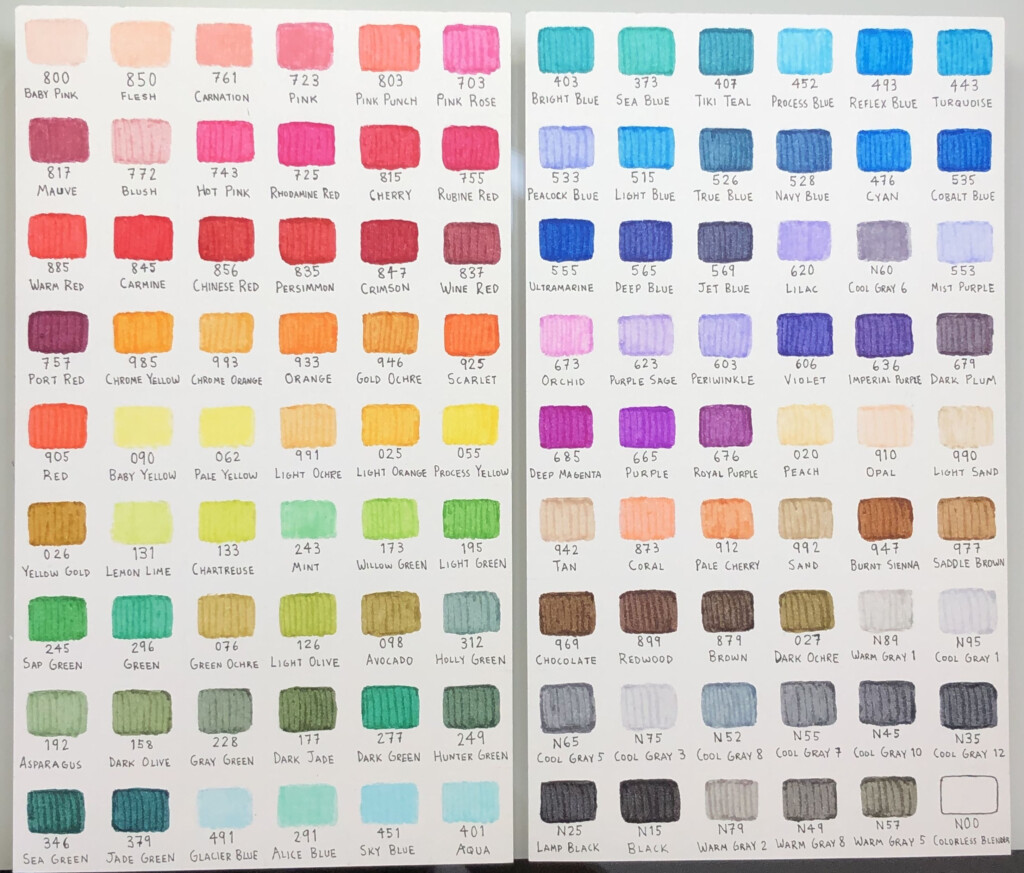 Tombow Dual Brush Pen Color Chart With All 108 Colors NBKomputer
