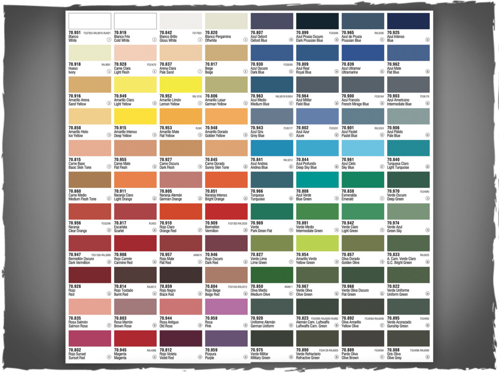 Vallejo Model Paint Color Conversion Chart