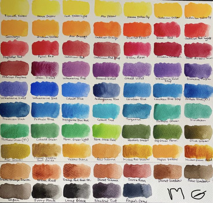 Watercolor Paint Color Chart