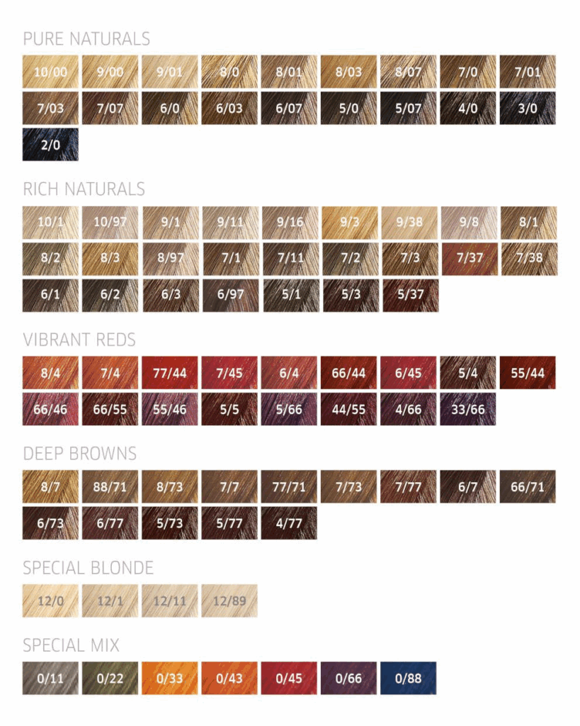 Wella Color Charm Demi Permanent Color Chart Wella Color Charm Chart 