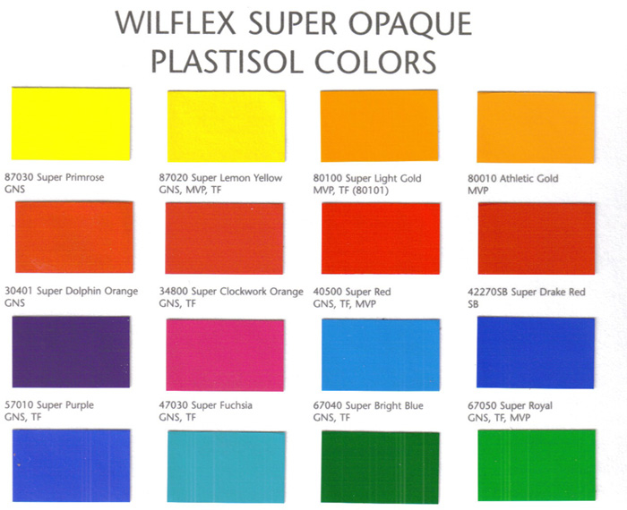 Wilflex Ink Color Chart