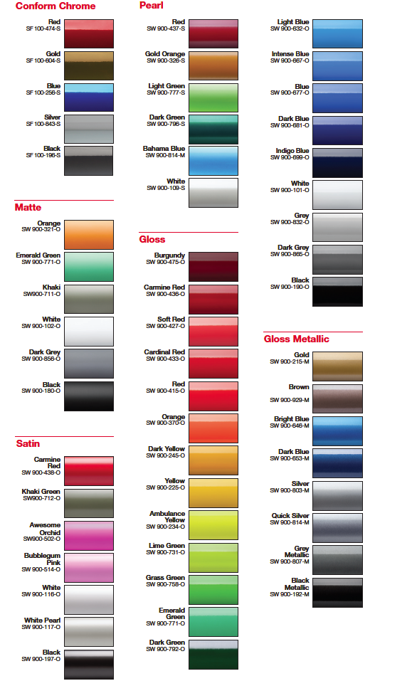 Wrap 39 N Graphics Vinyl Color Chart